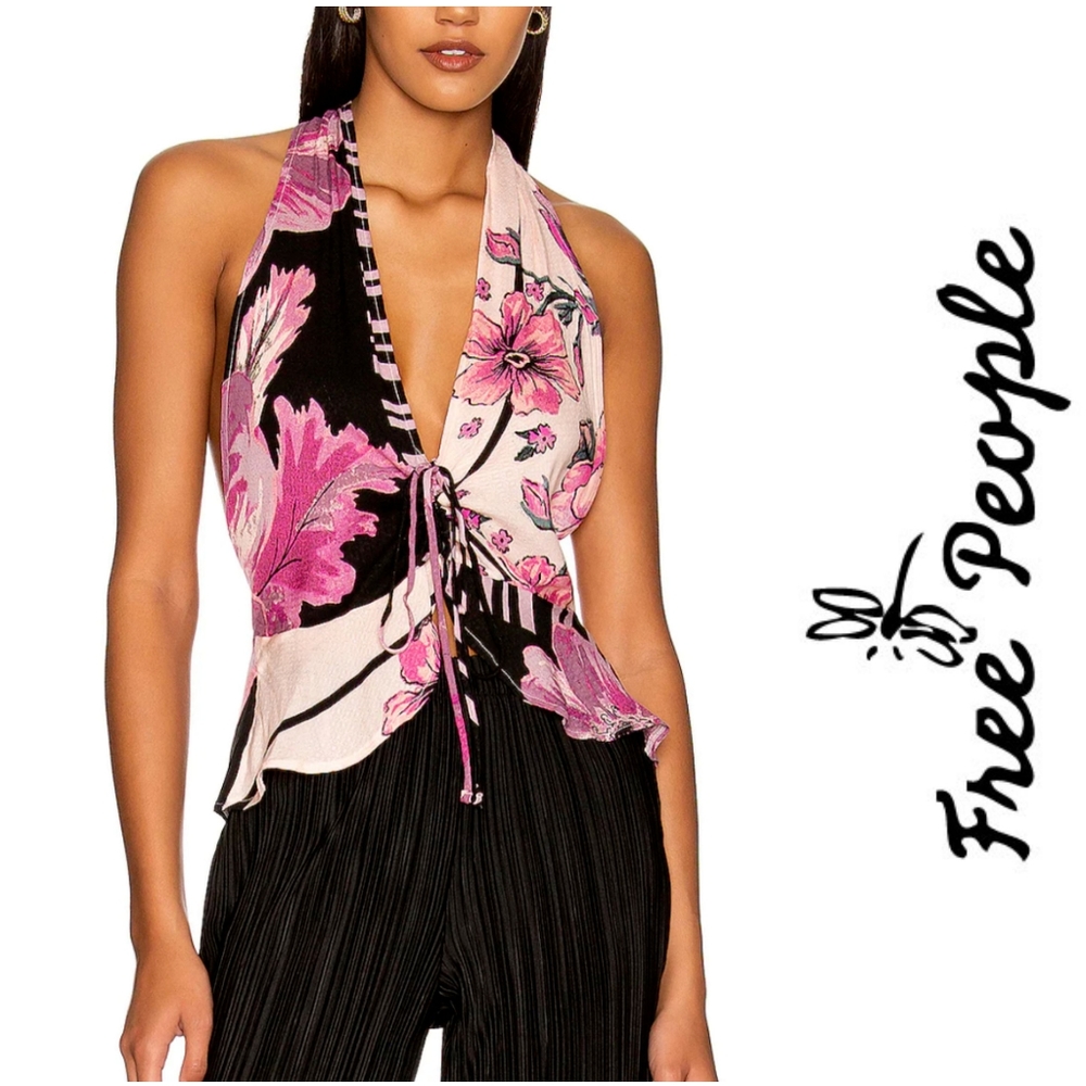 Free People Hot Tropics Halter Blouse